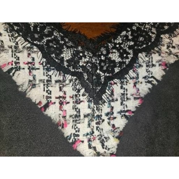 ZARA Crop Suede Lace Tweed Tank Top Size Small - Picture 2 of 7